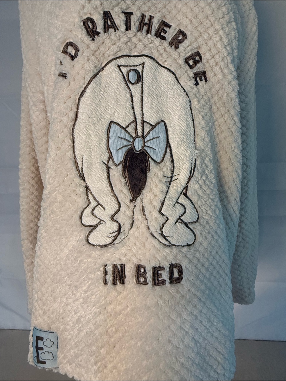 Disney Eeyore Sherpa Hoodie Pullover M I’d Rather Be In Bed Cozy Plush - Picture 3 of 13